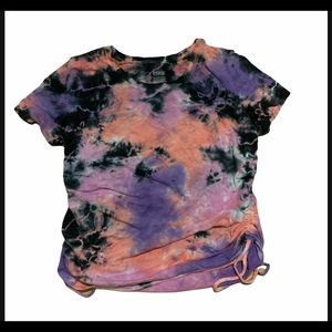 PINK drawstring tie dye top. “Crop”